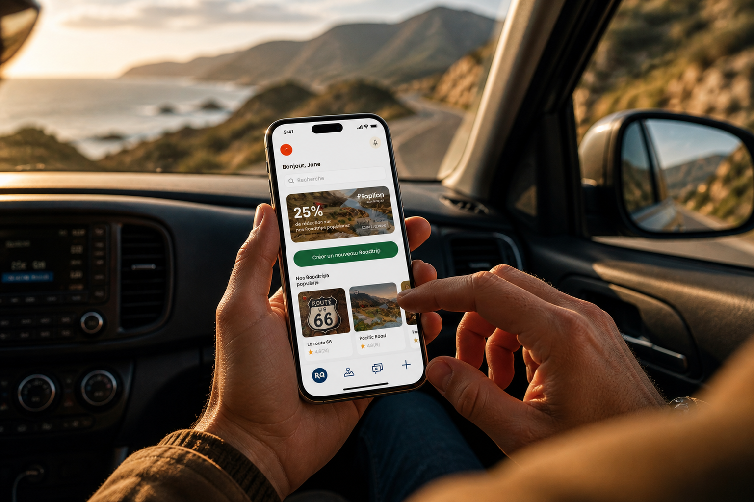 Interface mobile et univers visuel Roadtrippin